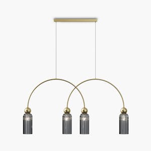 Suspension moderne double arche - verre gris fumé SOLANA